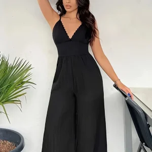 Lillian - Robe moulante élégante avec col en V et jambe large