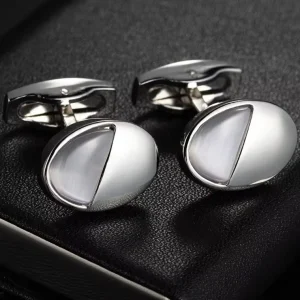 Boutons de Manchette Ovales Argentés