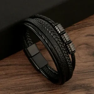 Bracelet en cuir avec boucle magnétique givrée