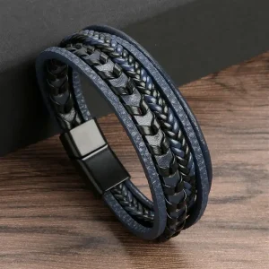 Bracelet en cuir avec boucle magnétique givrée
