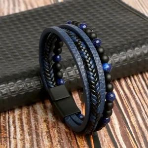 Bracelet en cuir avec boucle magnétique givrée