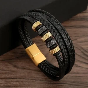 Bracelet en cuir avec boucle magnétique givrée