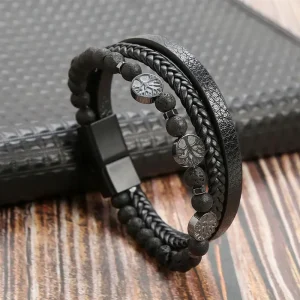 Bracelet en cuir avec boucle magnétique givrée