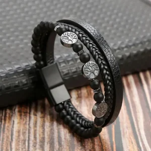 Bracelet en cuir avec boucle magnétique givrée