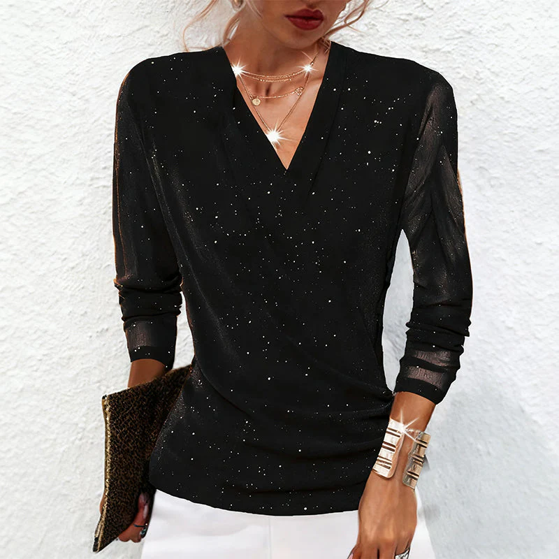 Blouse croisée élégante femme | Décolleté V manches longues – Image 6
