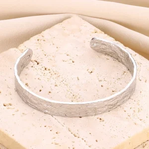 Bracelet Manchette Fin Vintage Argenté Femme