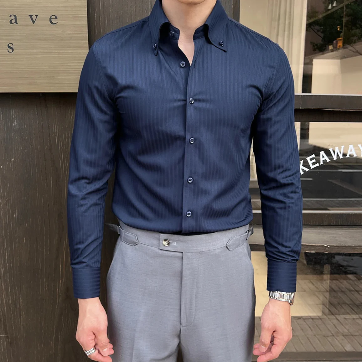 Chemise Slim à Rayures Homme – Image 7