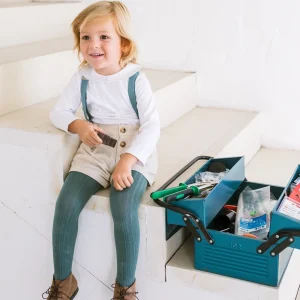 Collants maille côtelée liquen