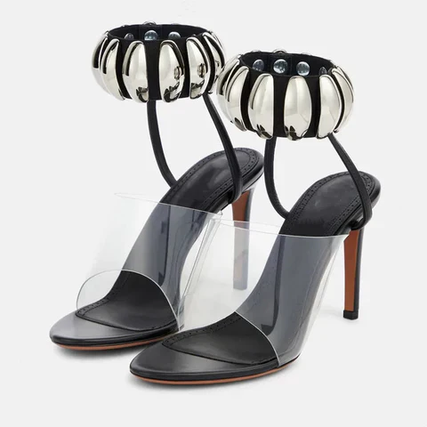 Jennie - Sandales à talons hauts transparentes avec perles pour femmes – Image 2