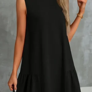 Dorsey - Robe d'été noire élégante à coupe trapèze