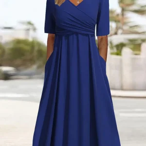 Robe Midi à Col Croisé | Élégante et Confortable | Style Féminin