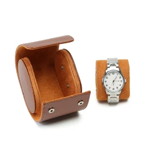 Étui de rangement pour Montres en Cuir Marron Vintage - 1 Emplacements
