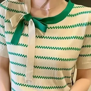 Amaranth - Chemise en tricot rayée pour femme