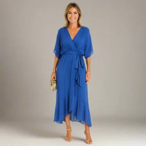 Robe Portefeuille Mi-longue | Légère et Élégante | Ceinture Ajustable