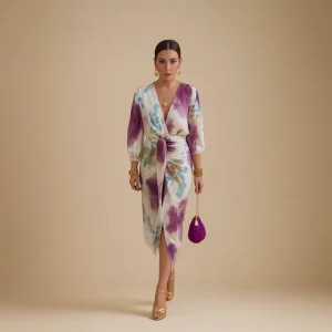 Robe Portefeuille Satinée – Coupe Fluide & Éclat d’Été