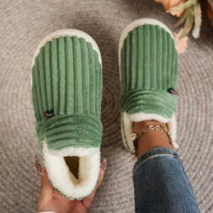 Cosylia | Chaussons Intérieur Extérieur Côtelé Doublure Chaude Semelle Antidérapante Confort Hiver Pour Femme