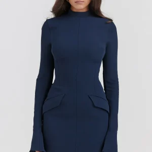 Robe Grace Midi – Coupe Structurée pour l’Automne-Hiver