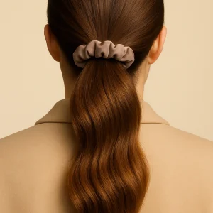 Brune - Lot de 3 chouchoux cheveux en satin soyeux