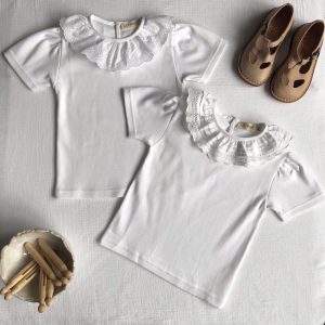Petit haut ROSIE blanc - col broderie anglaise - manches courtes