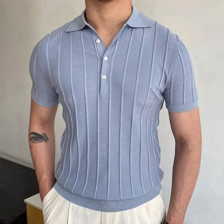 Polo Rayé Col Italien Homme – Image 5