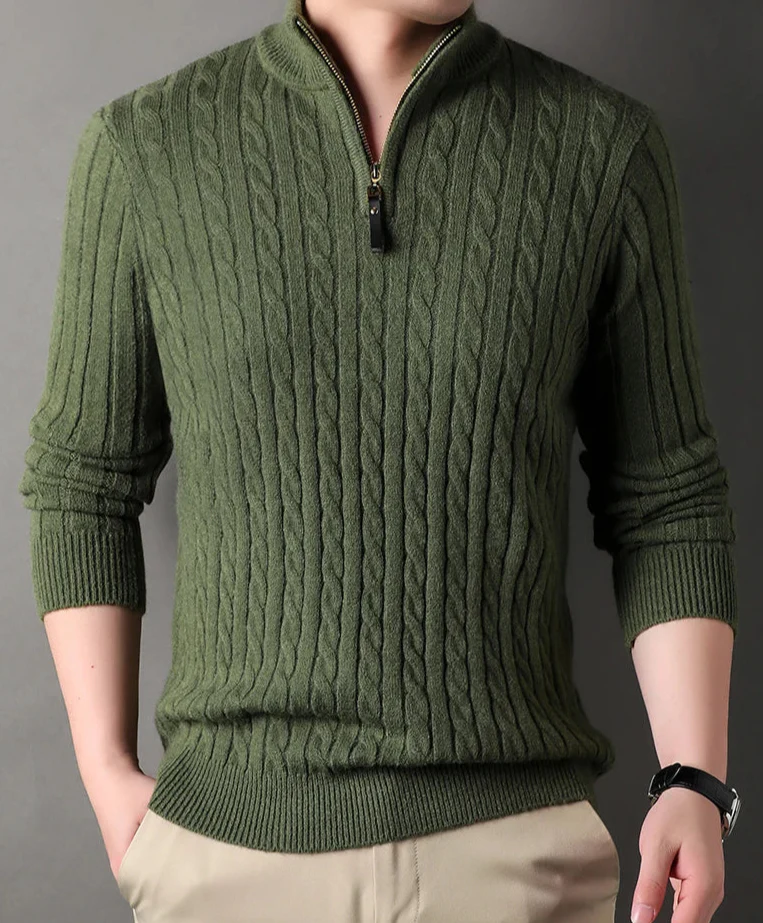 GREGOR - Pull Zippé Côtelé Homme – Image 4