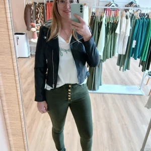 Jeans Orlane Skinny Vert - Boutons Strass