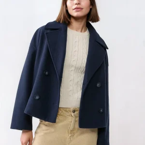 Veste Courte Croisée en Laine – Manteau Élégant Automne Hiver