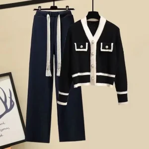 Olivette - Ensemble deux pièces composé d'un pull en tricot et d'un pantalon large