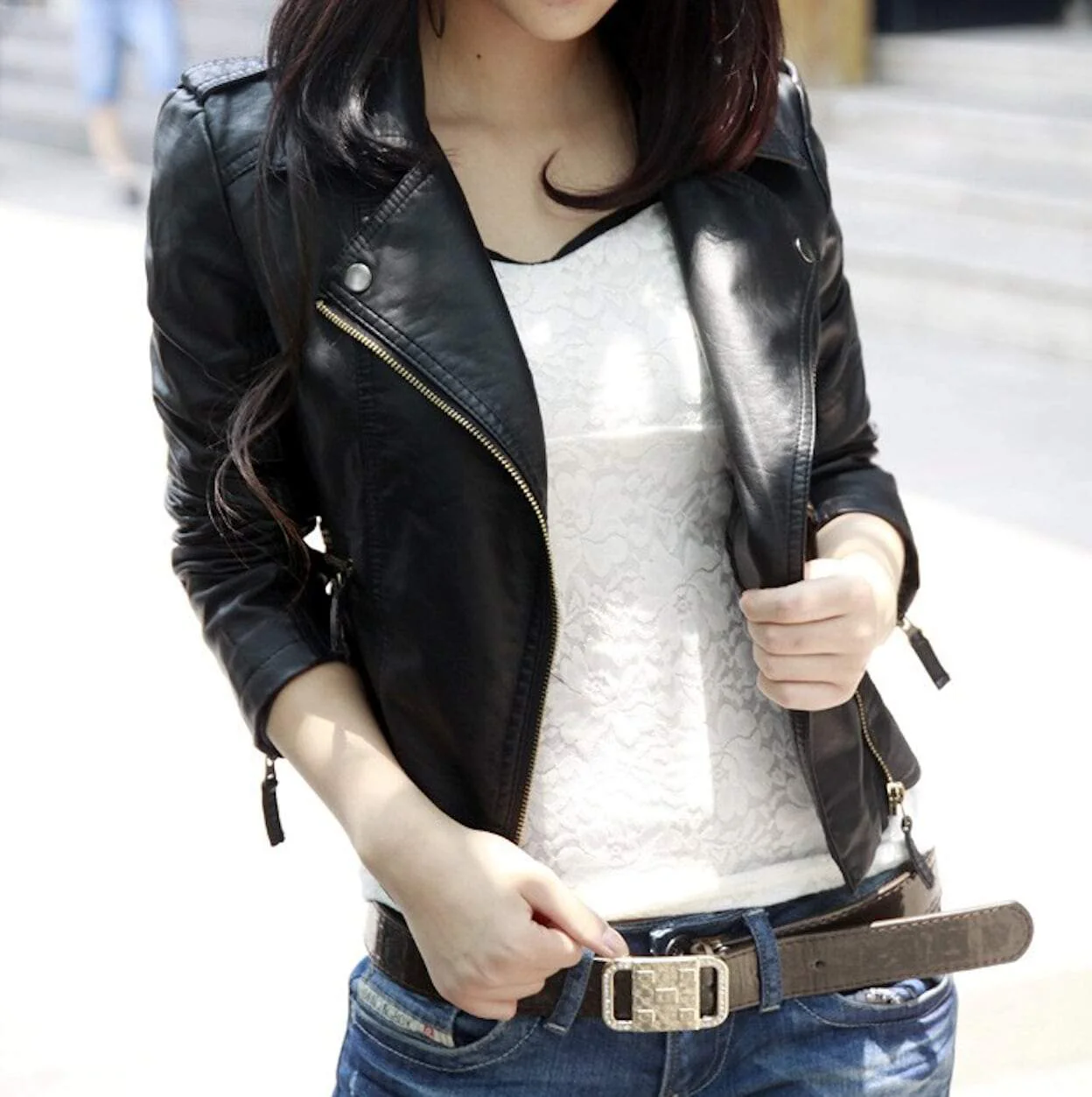 Veste en Similicuir Noir | Style Motard | Élégance Rock
