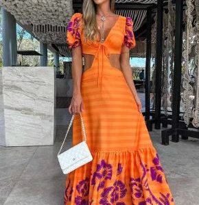 Jacqueline - Robe longue à taille ouverte